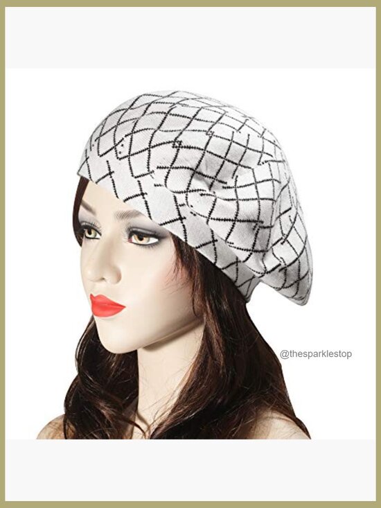 Reversible Knitted Beret Hat Double-Layer Warm Cap Acrylic Cashmere main image 3